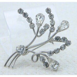 AUSTRIA Signed Silver Tone Clear Rhinestone Pin